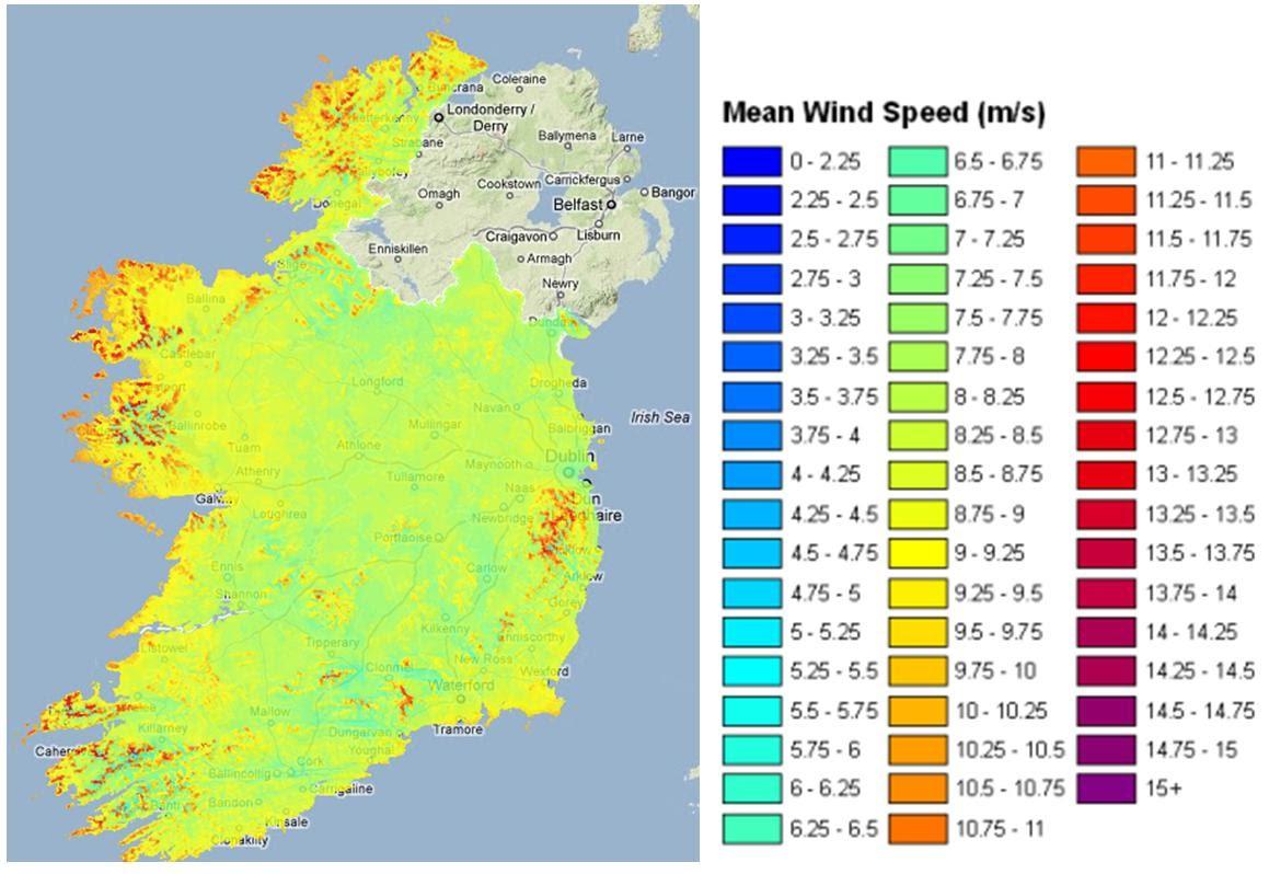 Lämpötila kartta irlanti - Tuulen nopeus kartta irlanti (Pohjois-Eurooppa -  Eurooppa)