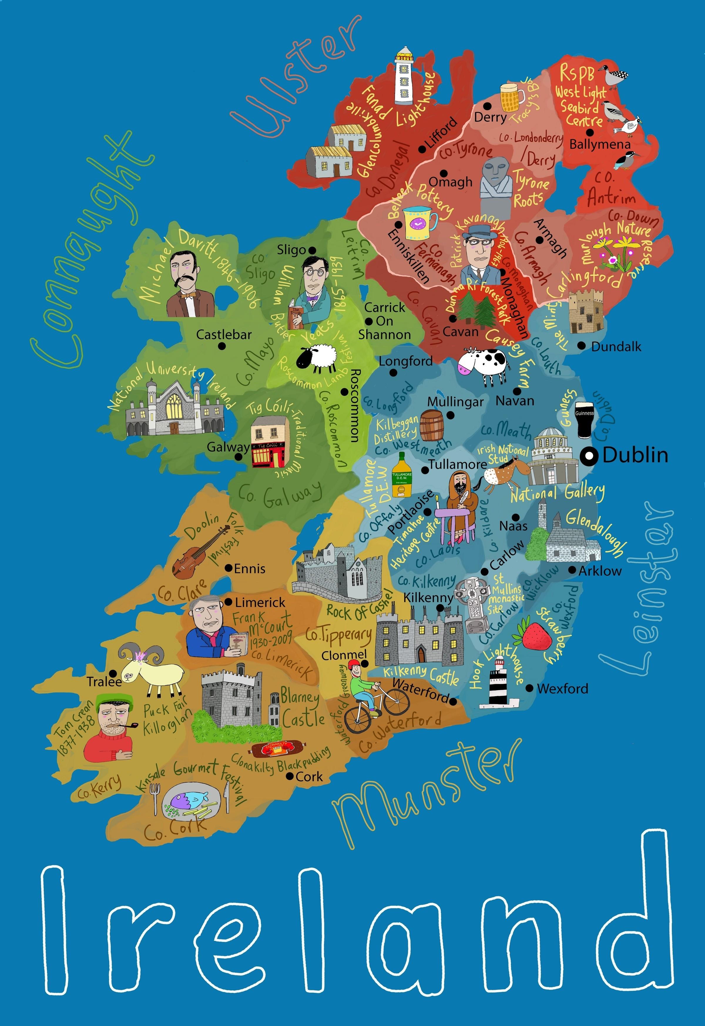 Lasten kartta irlanti - Kartta irlanti lapsille (Pohjois-Eurooppa -  Eurooppa)