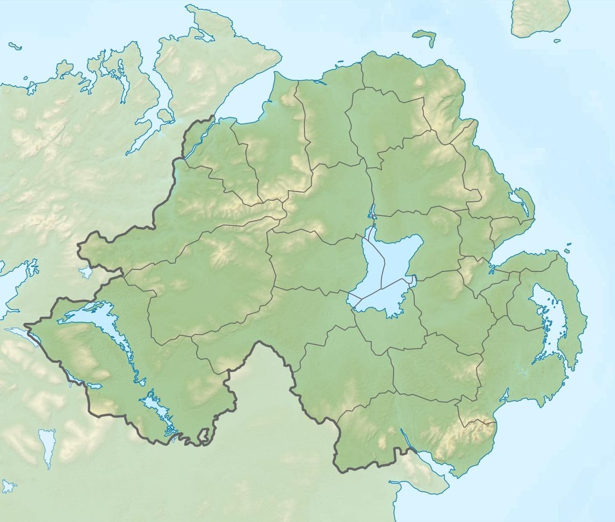 kartta fyysinen kartta pohjois-irlanti