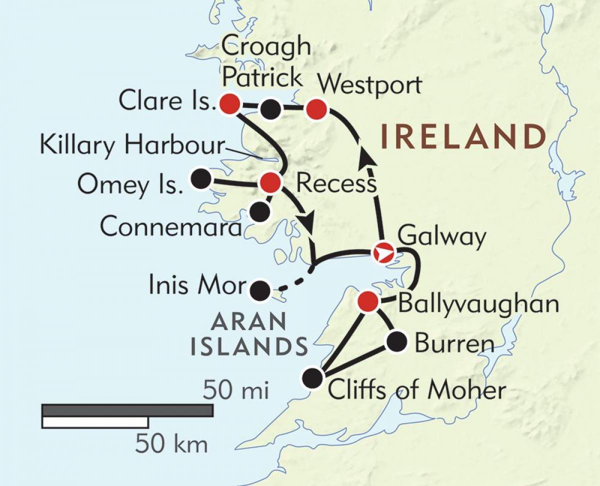 kartta irlannin länsirannikolta 