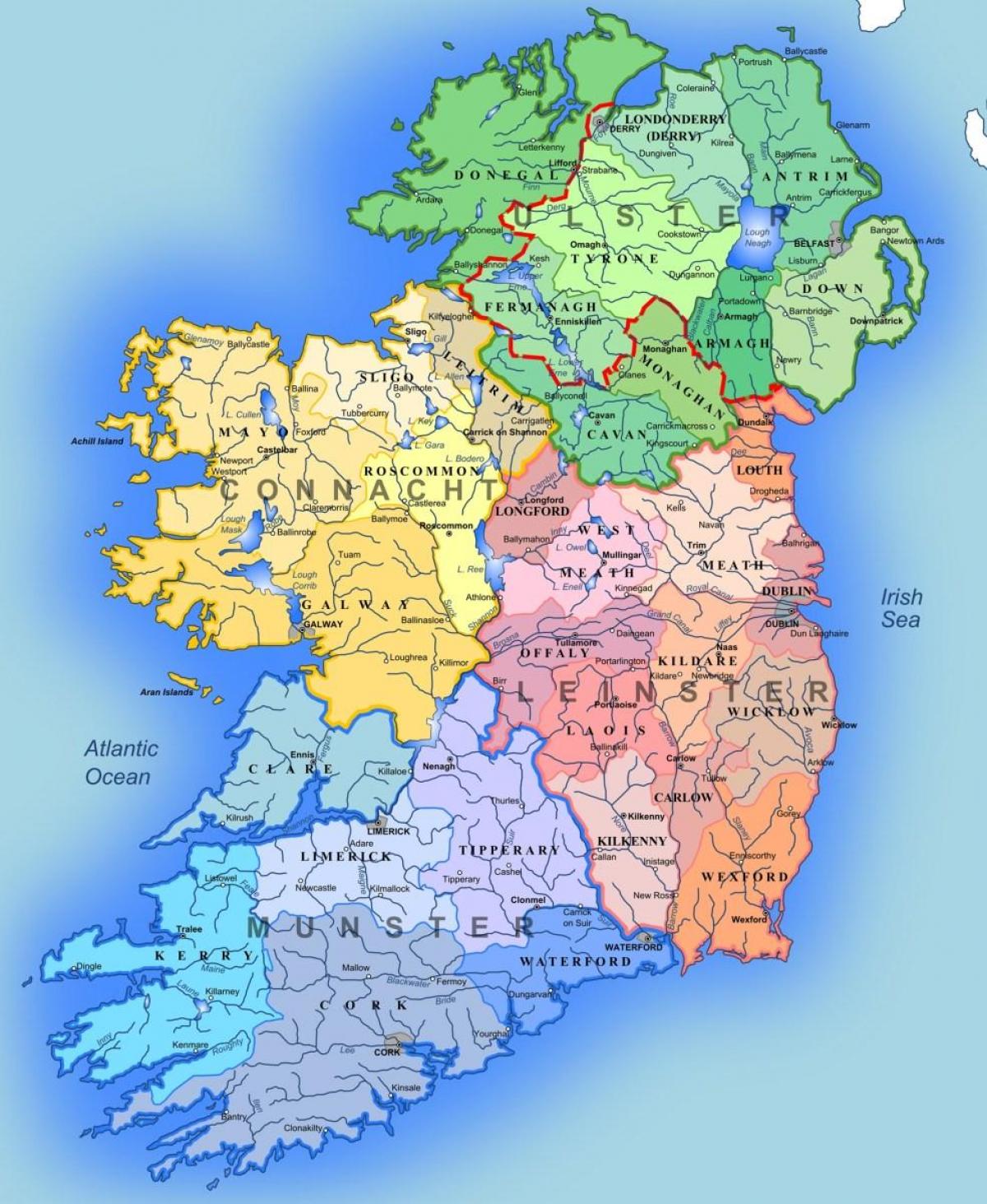 Joet irlannin kartta lapsille - Kartta jokien irlannin kartta lapsille  (Pohjois-Eurooppa - Eurooppa)