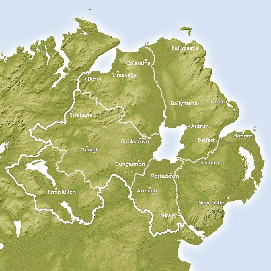 kartta joet pohjois-irlannissa