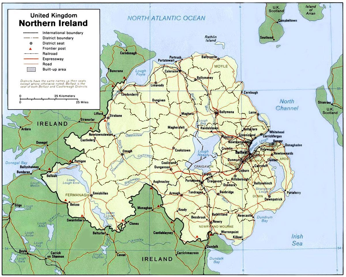 Kartta pohjois-irlannin kaupunkeja Pohjois - irlanti kartta kaupungit ( Pohjois-Eurooppa - Eurooppa)