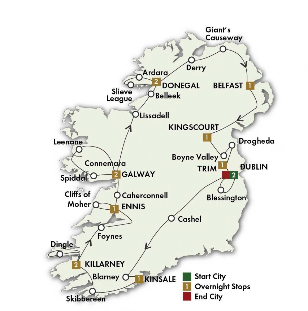 Paras tiekartan irlanti - näytä Kartta best road map of ireland  (Pohjois-Eurooppa - Eurooppa)