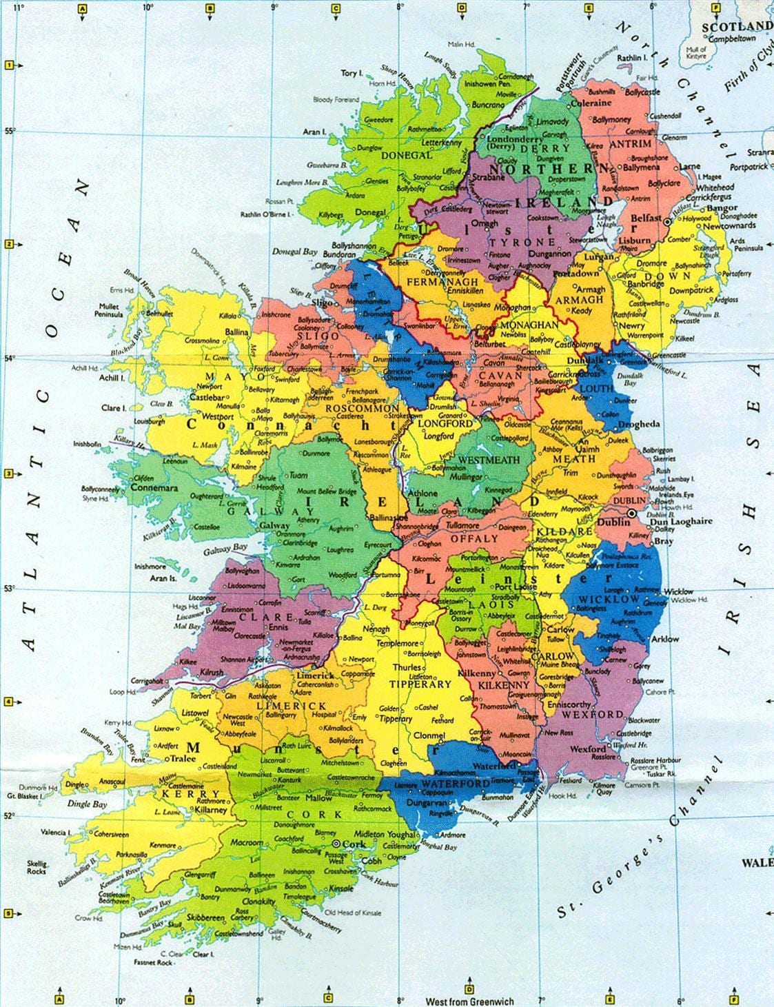 suuri seinäkartta irlanti