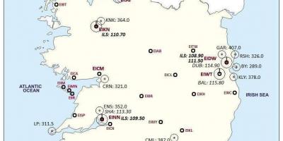 Kartta irlanti osoittaa lentokentät