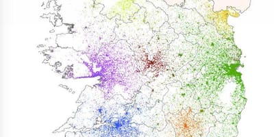 Irlannin väestön tiheys kartta