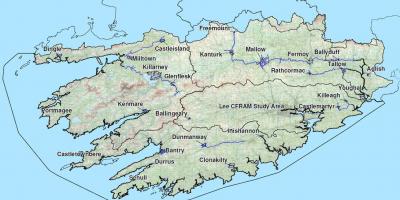 Yksityiskohtainen kartta länsi-irlannissa