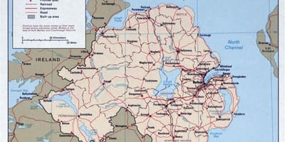 Kartta tiekartan irlannin ja pohjois-irlannin